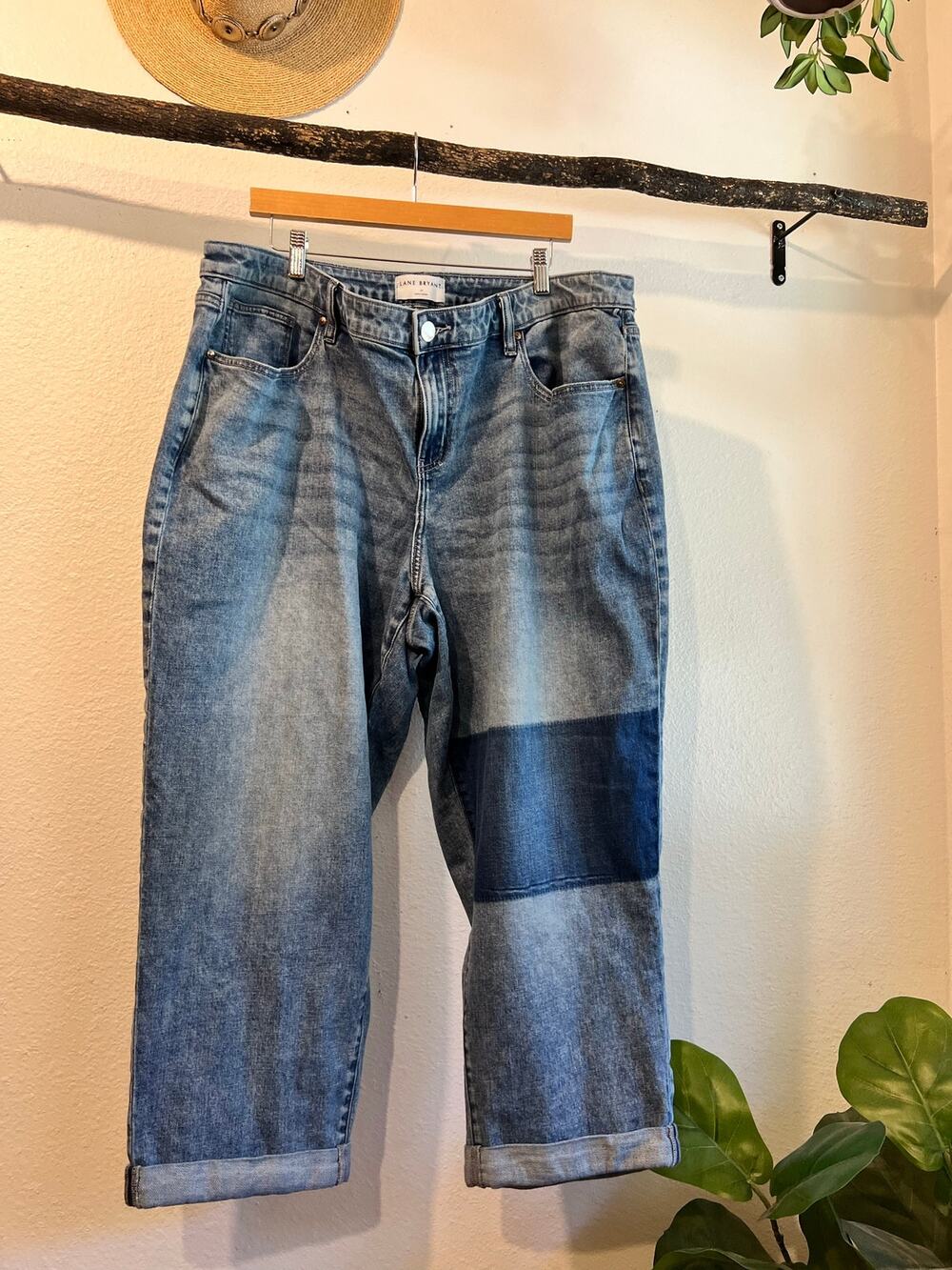 Lane Bryant Cropped Patchwork Relaxed High Rise Denim Jeans Size 18 2025